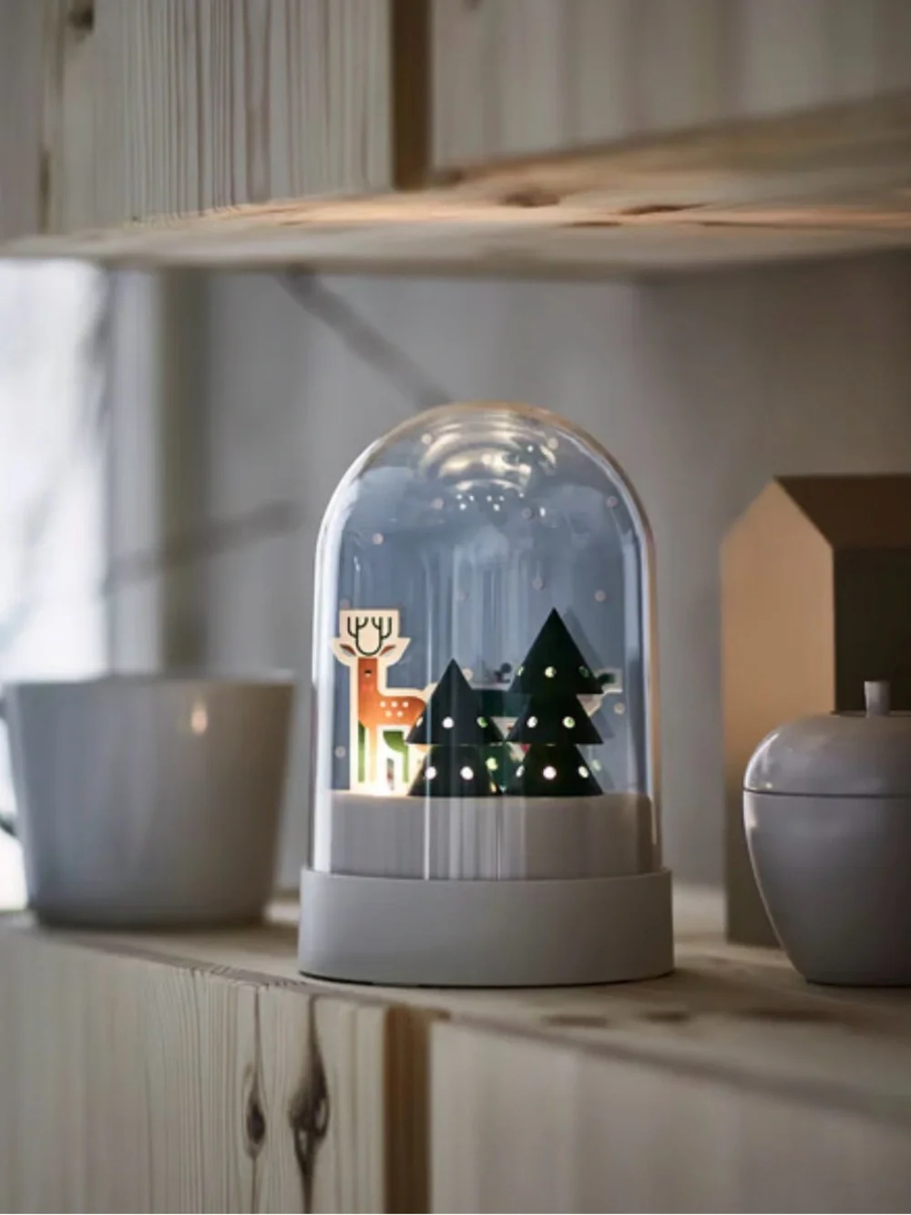 IKEA STRALA Globe Lamp Skater Deer Trees Winter Christmas By Katie Kirk HTF